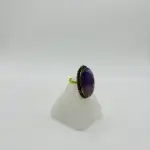 Anillo De Amatista Con Forma De Óvalo Y Bordes Dorados