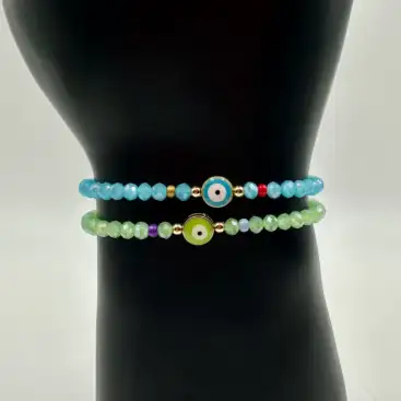 Pulsera Con Cierre De Cuerda Y Ojo Turco Grande - Color Aleatorio