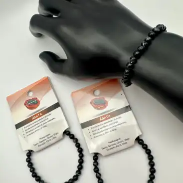 Pulsera De Ágata Negra 6mm