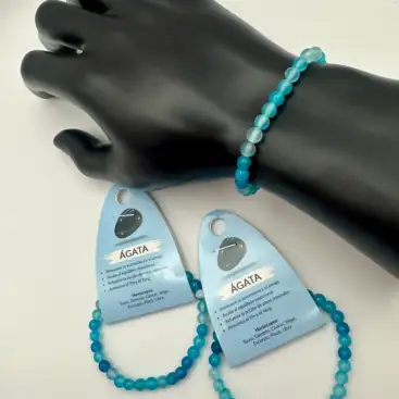 Pulsera De Ágata Azul 6mm