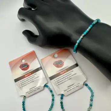 Pulsera De Ágata Azul 4mm
