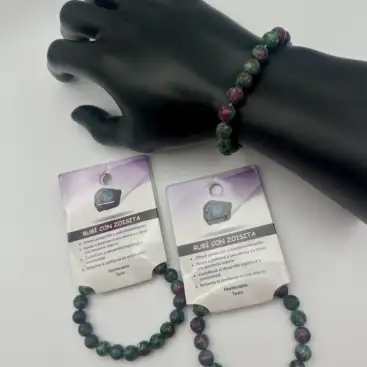 Pulsera De Rubí Con Zoisita 8mm