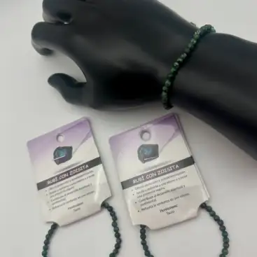 Pulsera De Rubí Con Zoisita 4mm