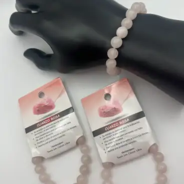Pulsera De Cuarzo Rosa 10mm