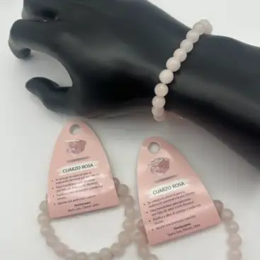 Pulsera De Cuarzo Rosa 8mm