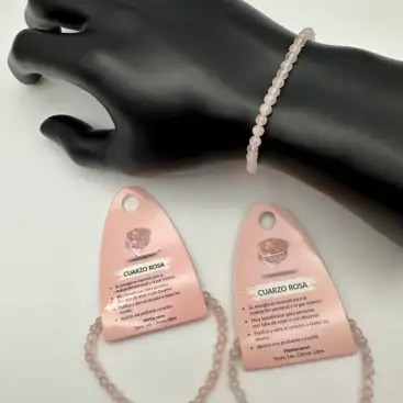Pulsera De Cuarzo Rosa 4mm