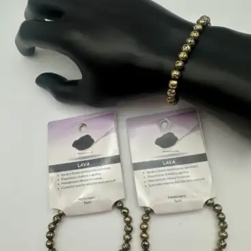 Pulsera De Lava Color Dorado 6mm