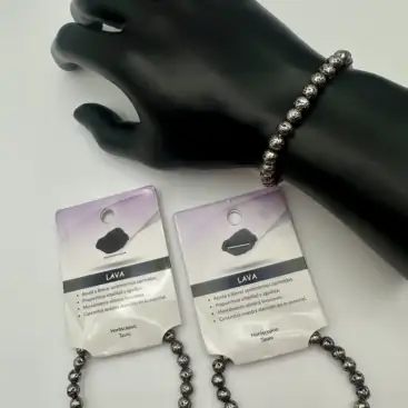 Pulsera De Lava Color Plata 6mm