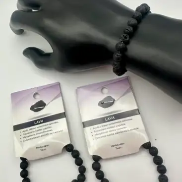 Pulsera De Lava Color Negro 8mm