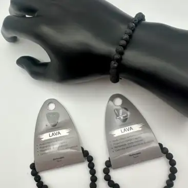 Pulsera De Lava Color Negro 6mm