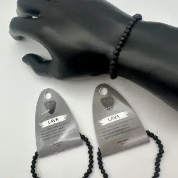 Pulsera De Lava Color Negro 4mm