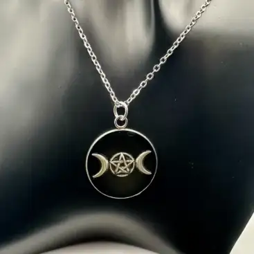 Colgante Triple Diosa Color Oscuro Acero