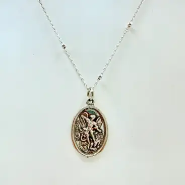 Colgante Medalla San Miguel Arcángel Plata De Ley