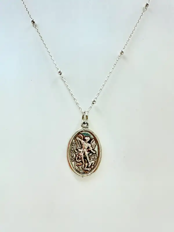 Colgante Medalla San Miguel Arcángel Plata De Ley