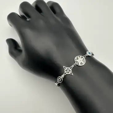 Pulsera Nudo De Bruja, Tetragramaton Y Ojos De Colores Pata De Ley