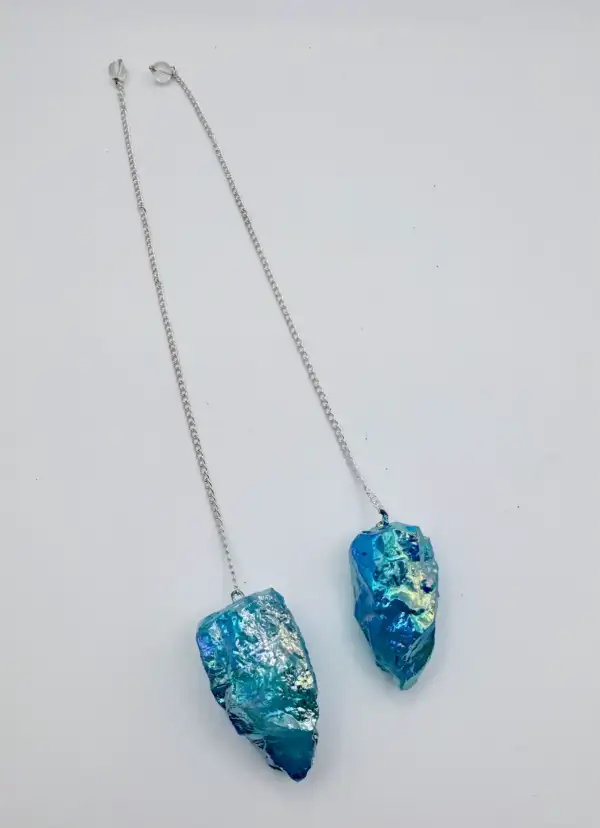 Pendulo De Cuarzo Aqua Aura Azul
