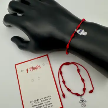 Pulsera 7 Nudos Mano De Fatima Con Brillo