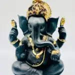 Figura Ganesha Pequeña Negra Y Dorada De La Fortuna
