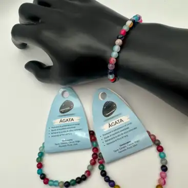Pulsera De Ágata Multicolor 6mm