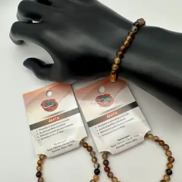 Pulsera De Ágata Marrón 6mm