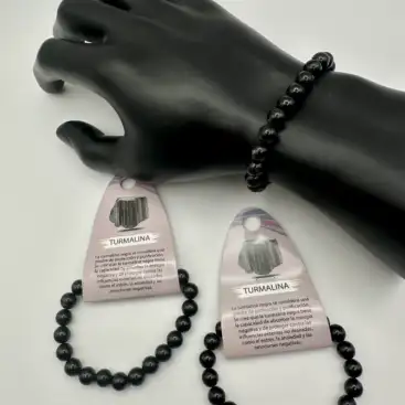 Pulsera De Turmalina Negra 8mm