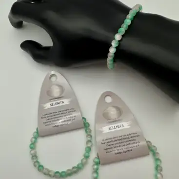 Pulsera Selenita Verde Y Blanca 6mm