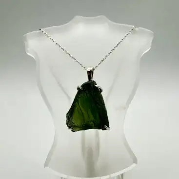 Colgante Moldavita Grande Plata De Ley