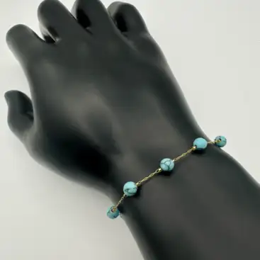 Pulsera Turquesa Cadena Dorada