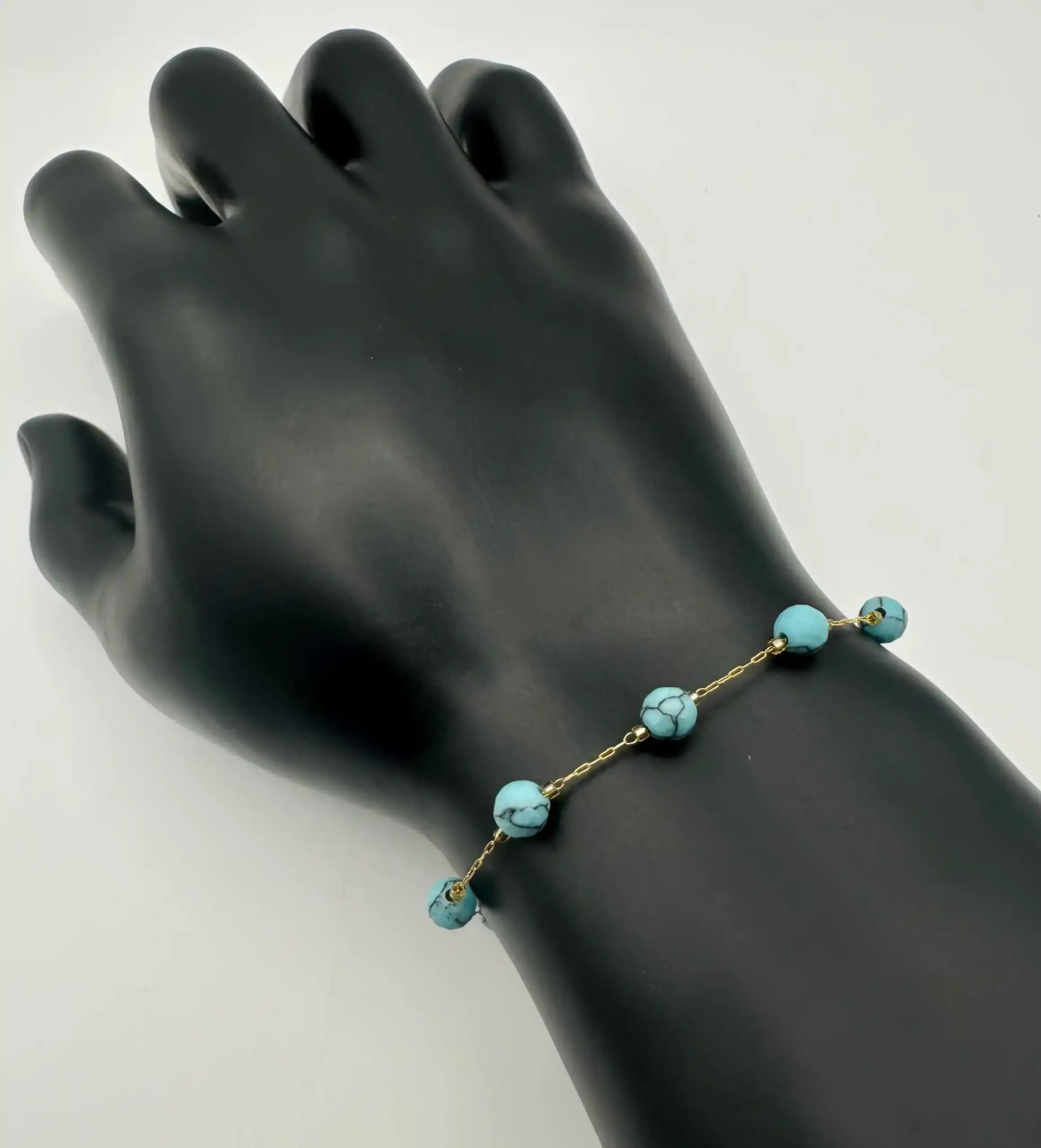 Pulsera Turquesa Cadena Dorada