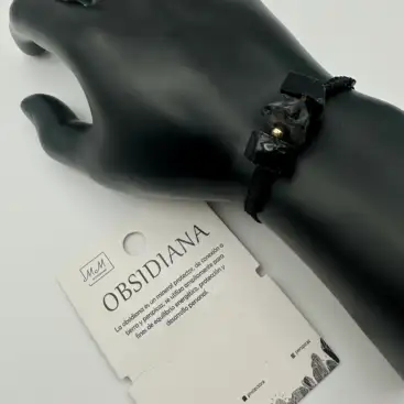 Pulsera Mineral Obsidiana Cuerda