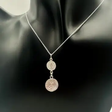 Colgante San Benito Y San Judas Tadeo Plata De Ley