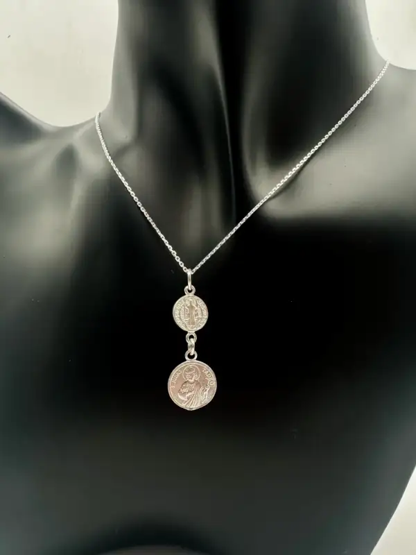 Colgante San Benito Y San Judas Tadeo Plata De Ley