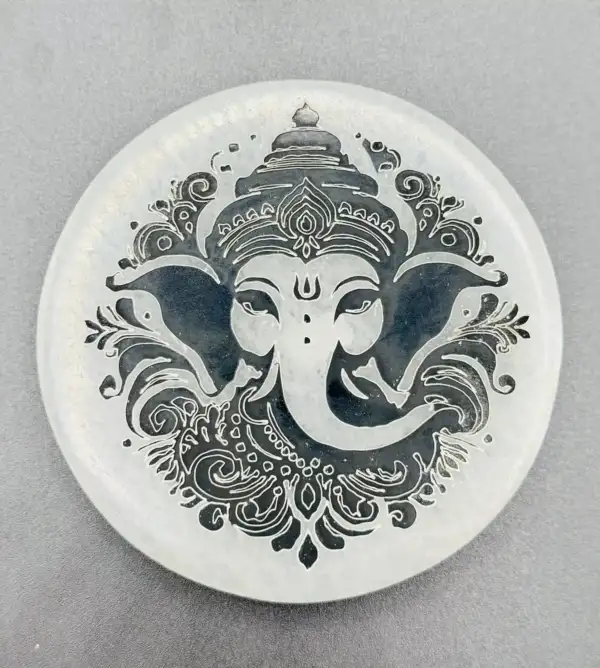 Placa Selenita Ganesha Cara