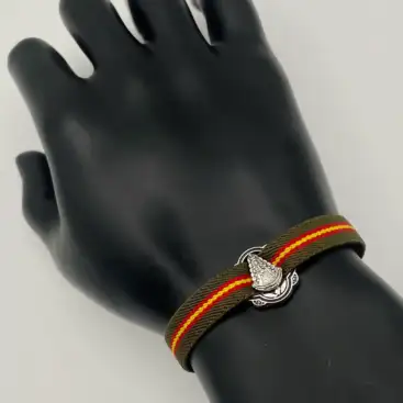 Pulsera Virgen Del Rocio Tela Elastica Verde Y Bandera De España