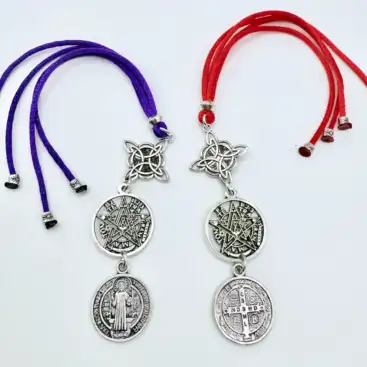 Amuleto Nudo De Bruja Tetragramaton Y Medalla San Benito Triple Proteccion