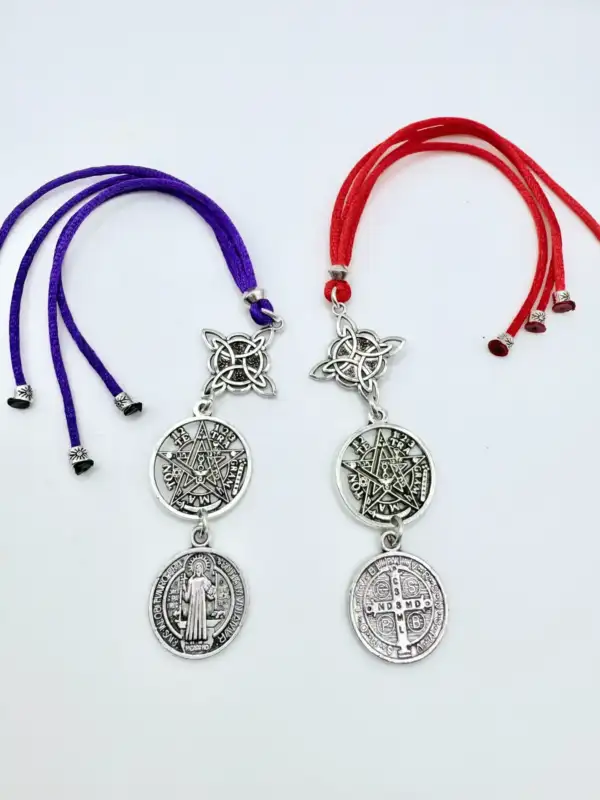 Amuleto Nudo De Bruja Tetragramaton Y Medalla San Benito Triple Proteccion