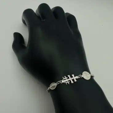 Pulsera Triple Proteccion San Judas Tadeo, Cruz De Caravaca Y La Milagrosa