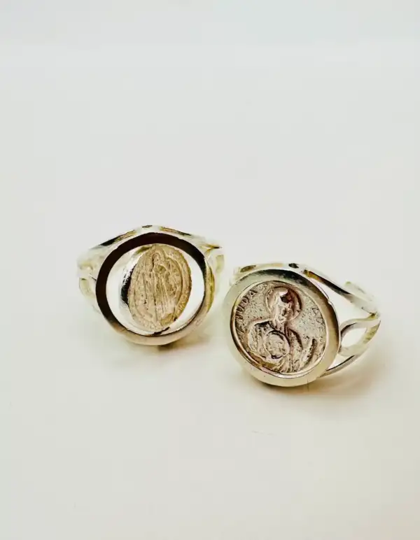 Anillo Doble Proteccion Giratorio San Benito Y San Judas Tadeo Plata de Ley