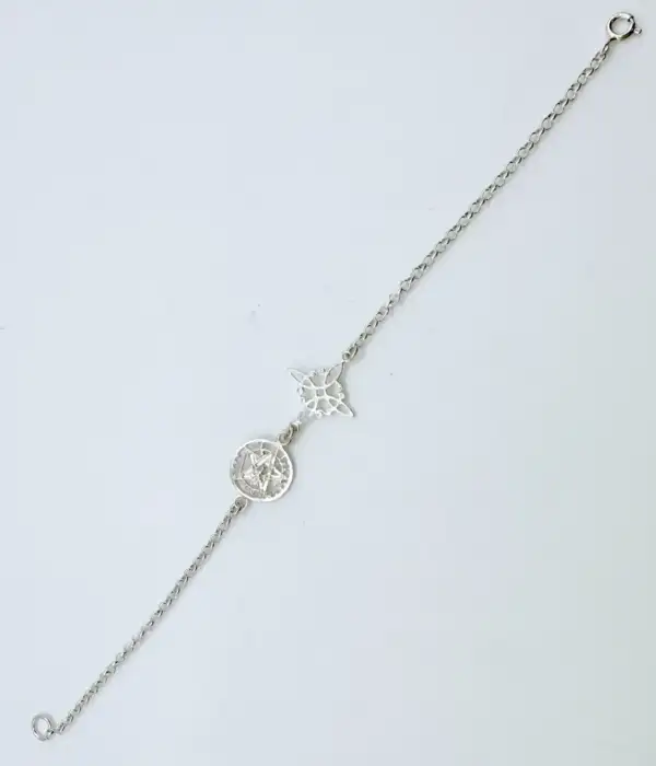 Pulsera Doble Proteccion Nudo De bruja Y Tetragramaton Plata De Ley