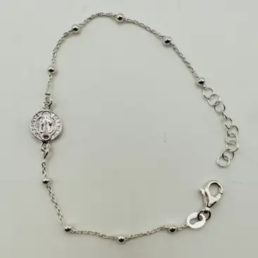 Pulsera San Benito Bolitas Plata De Ley