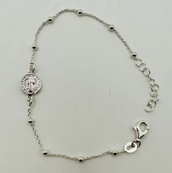 Pulsera San Benito Bolitas Plata De Ley