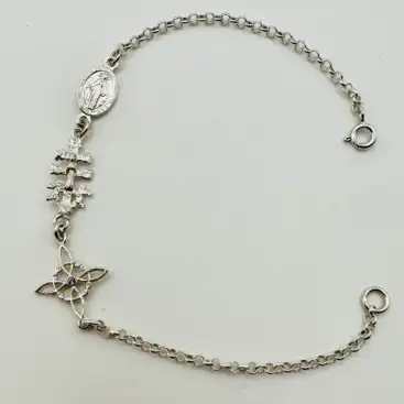 Pulsera Triple Proteccion La Milagrosa, Cruz De Caravaca Y Nudo De Bruja