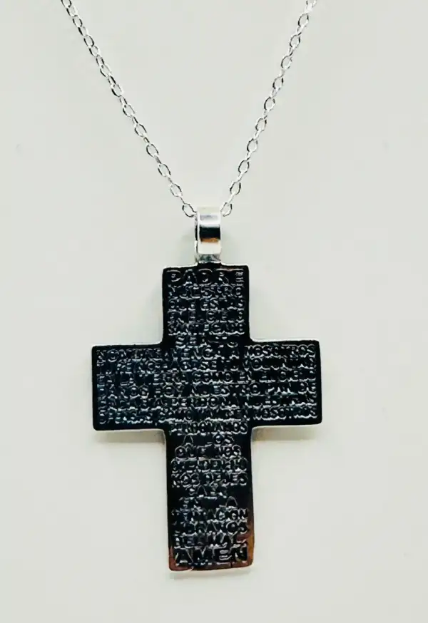 Colgante Cruz Padre Nuestro Plata De Ley