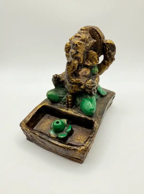 Porta incienso Figura Ganesha Verde