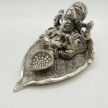 Porta incienso Figura Ganesha Hoja Plata