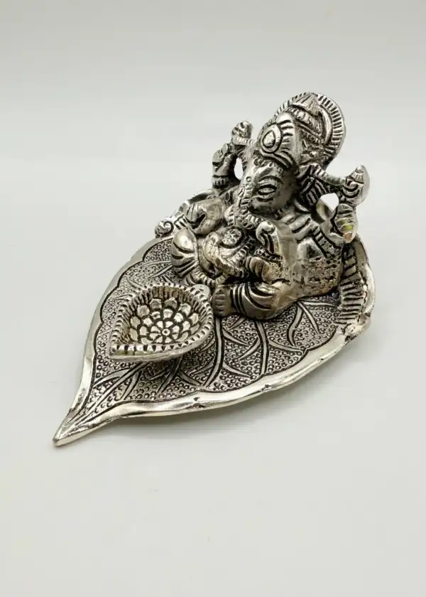Porta incienso Figura Ganesha Hoja Plata