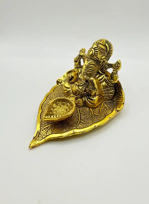 Porta incienso Figura Ganesha Hoja Dorado