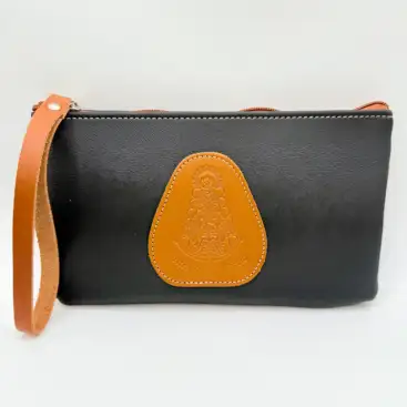 Bolso Cartera De Piel Virgen Del Rocio Negro Y Marron