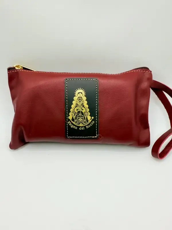 Bolso Cartera De Piel Virgen Del Rocio Granate