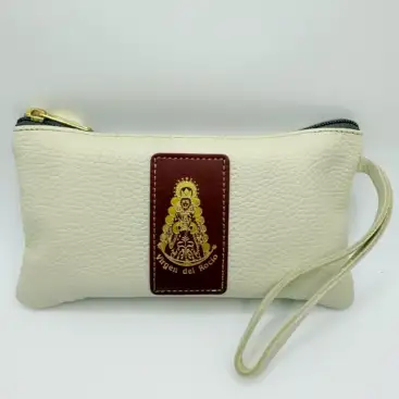 Bolso Cartera De Piel Virgen Del Rocio Blanco Crudo